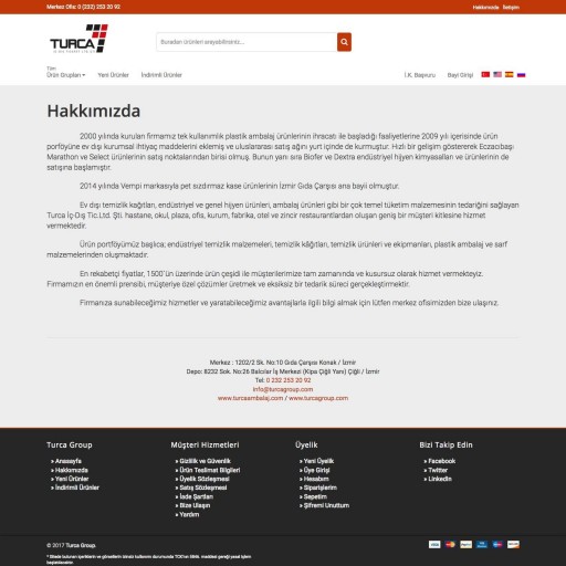 Turca Ambalaj Ltd. Şti. E-Ticaret Projesi