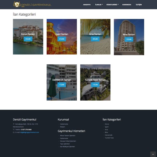Denizli Gayrimenkul Kurumsal Web Sitesi