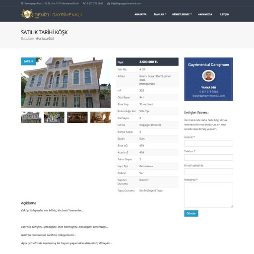 Denizli Gayrimenkul Kurumsal Web Sitesi