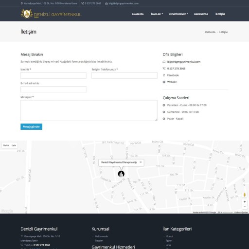 Denizli Gayrimenkul Kurumsal Web Sitesi