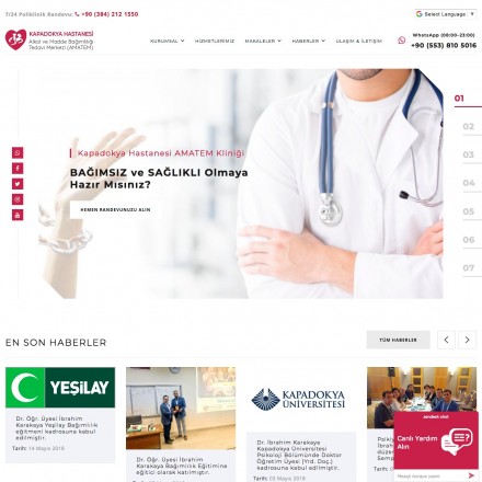 Kapadokya Hastanesi Amatem Polikliniği Websitesi