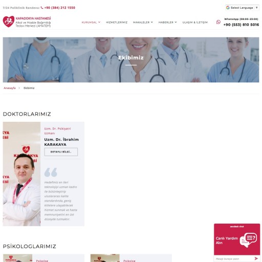 Kapadokya Hastanesi Amatem Polikliniği Websitesi