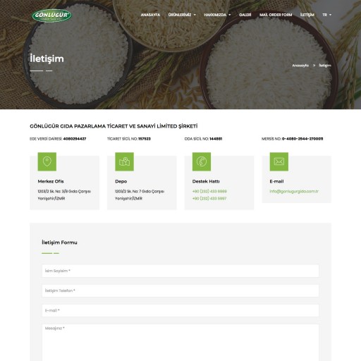 Gönlügür Gıda Uluslararası Kurumsal Websitesi