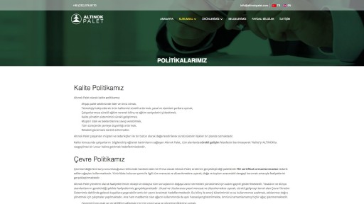 Altınok Palet Kurumsal Websitesi