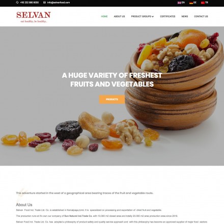 Selvan Food Kurumsal Web Sitesi