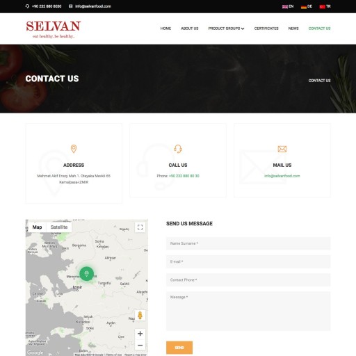 Selvan Food Kurumsal Web Sitesi